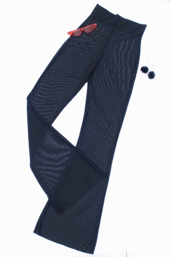 MESH FLARED PANTS