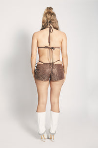 BROWN SEQUIN BOOTY SHORTS
