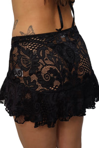 BLACK LACE FRILL SKIRT