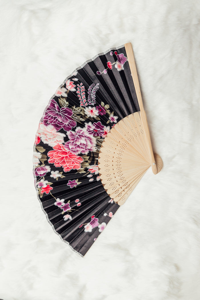 BLACK ORIENTAL HAND FAN