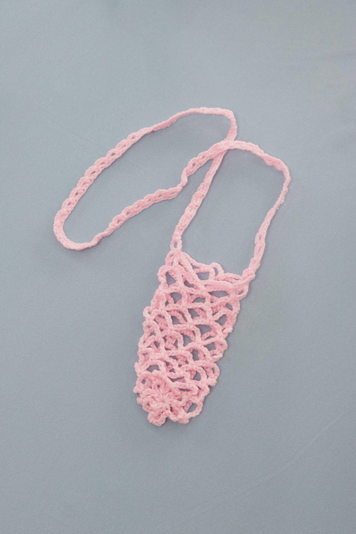 BABY PINK CROCHET BOTTLE BAG