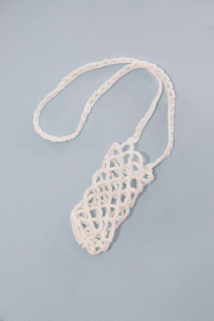 WHITE CROCHET BOTTLE BAG