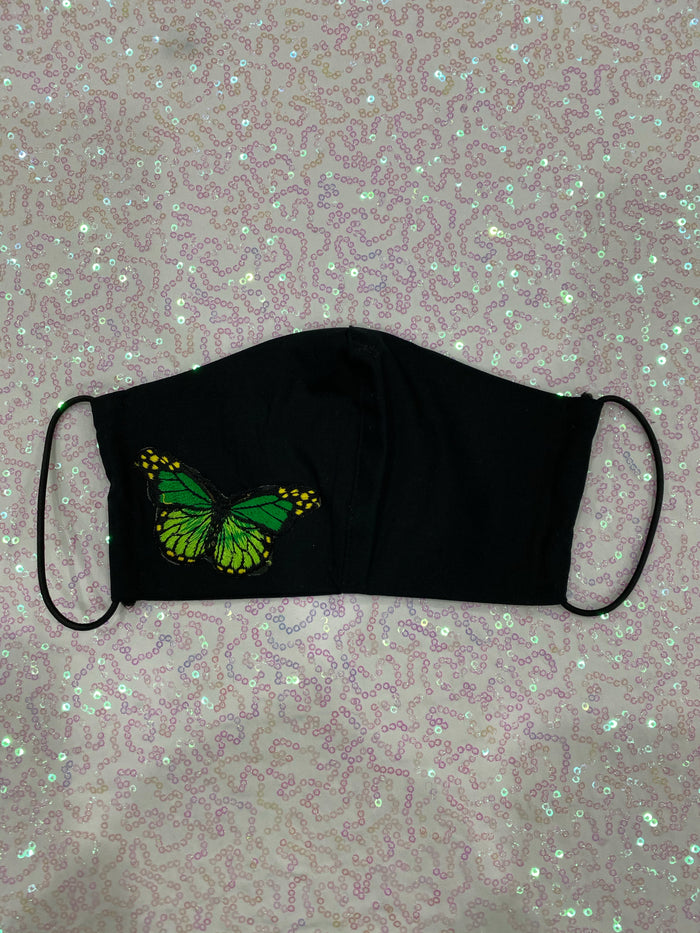 BLACK MASK - GREEN BUTTERFLIES