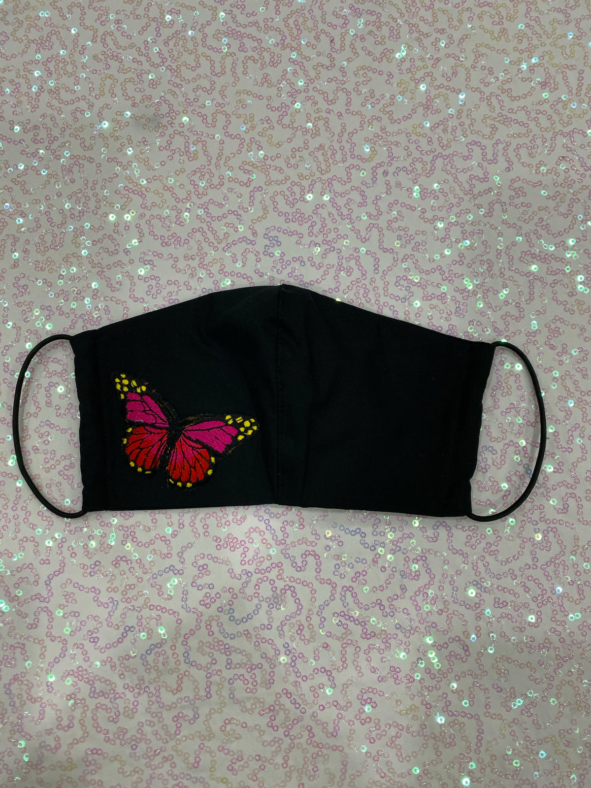 BLACK MASK - HOT PINK BUTTERFLIES