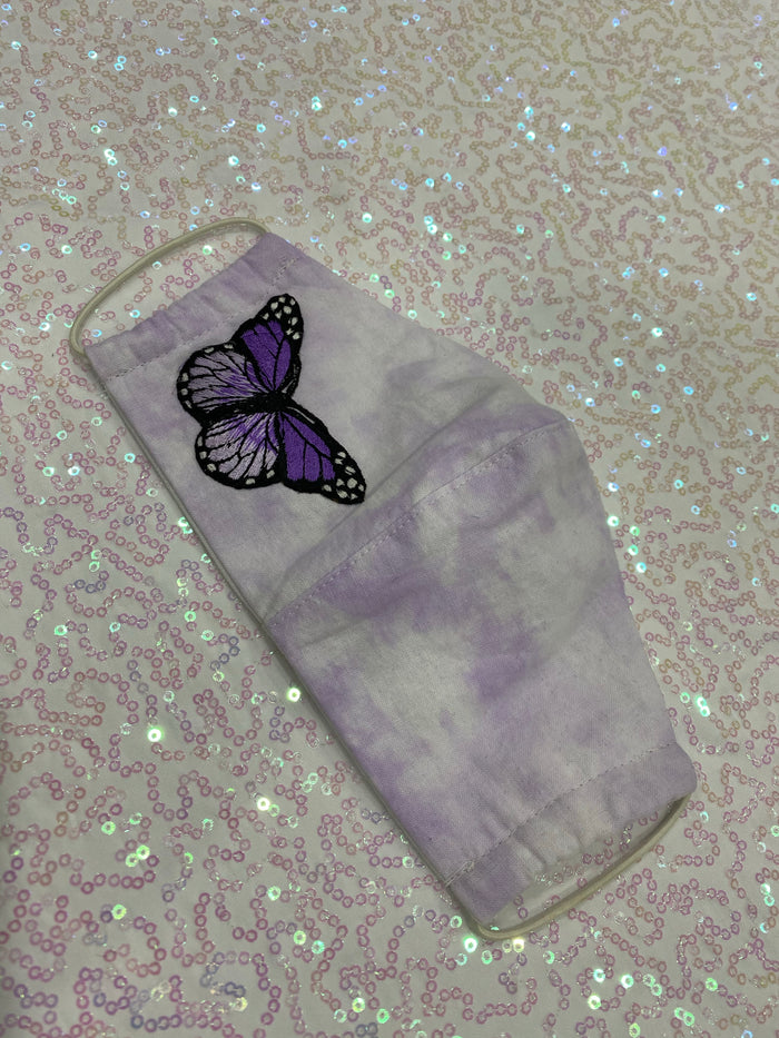LILAC TIE DYE MASK - BUTTERFLIES