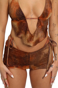 EARTHY ORANGE BOOTY SHORTS