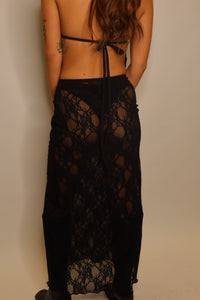 BLACK SHEER LACE MAXI - SOLD OUT