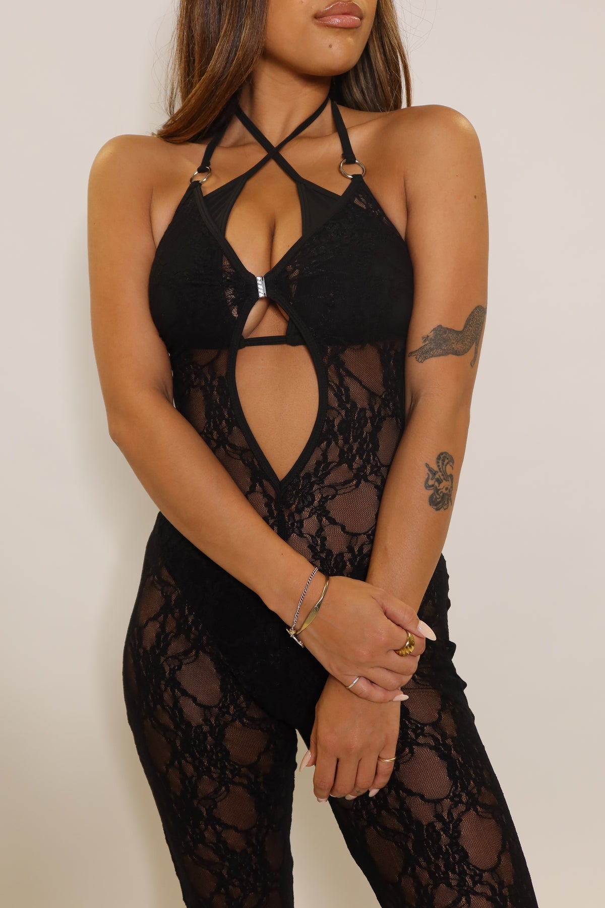 MIDNIGHT SHEER LACE JUMPSUIT - SOLD OUT