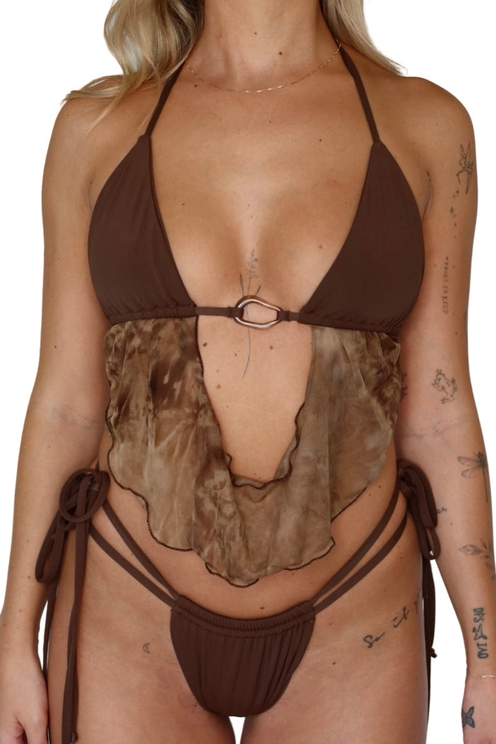 TIE DYE BROWN BIKINI TOP