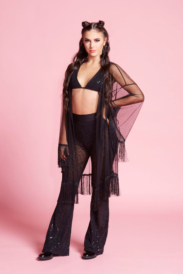 BLACK POLKA DOT KIMONO