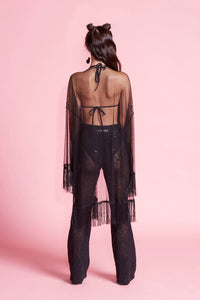 BLACK POLKA DOT KIMONO