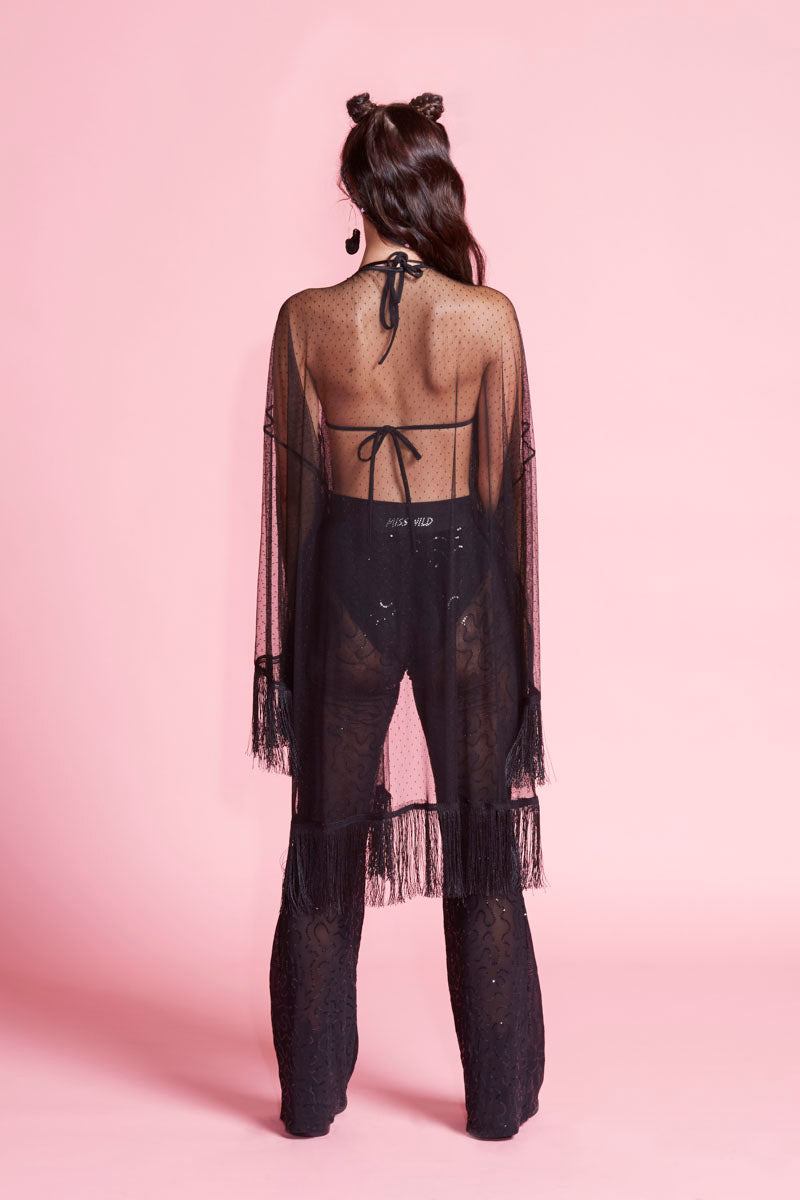 BLACK POLKA DOT KIMONO
