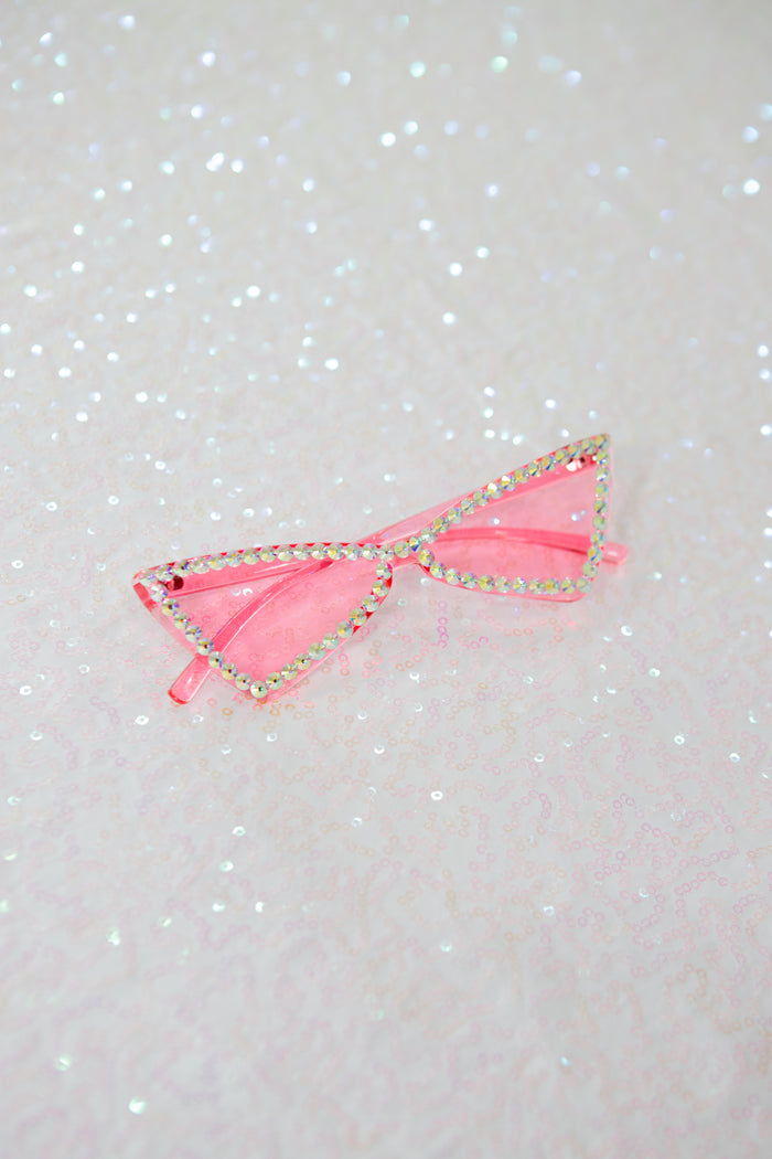 PINK CAT EYE DIAMANTED SUNGLASSES