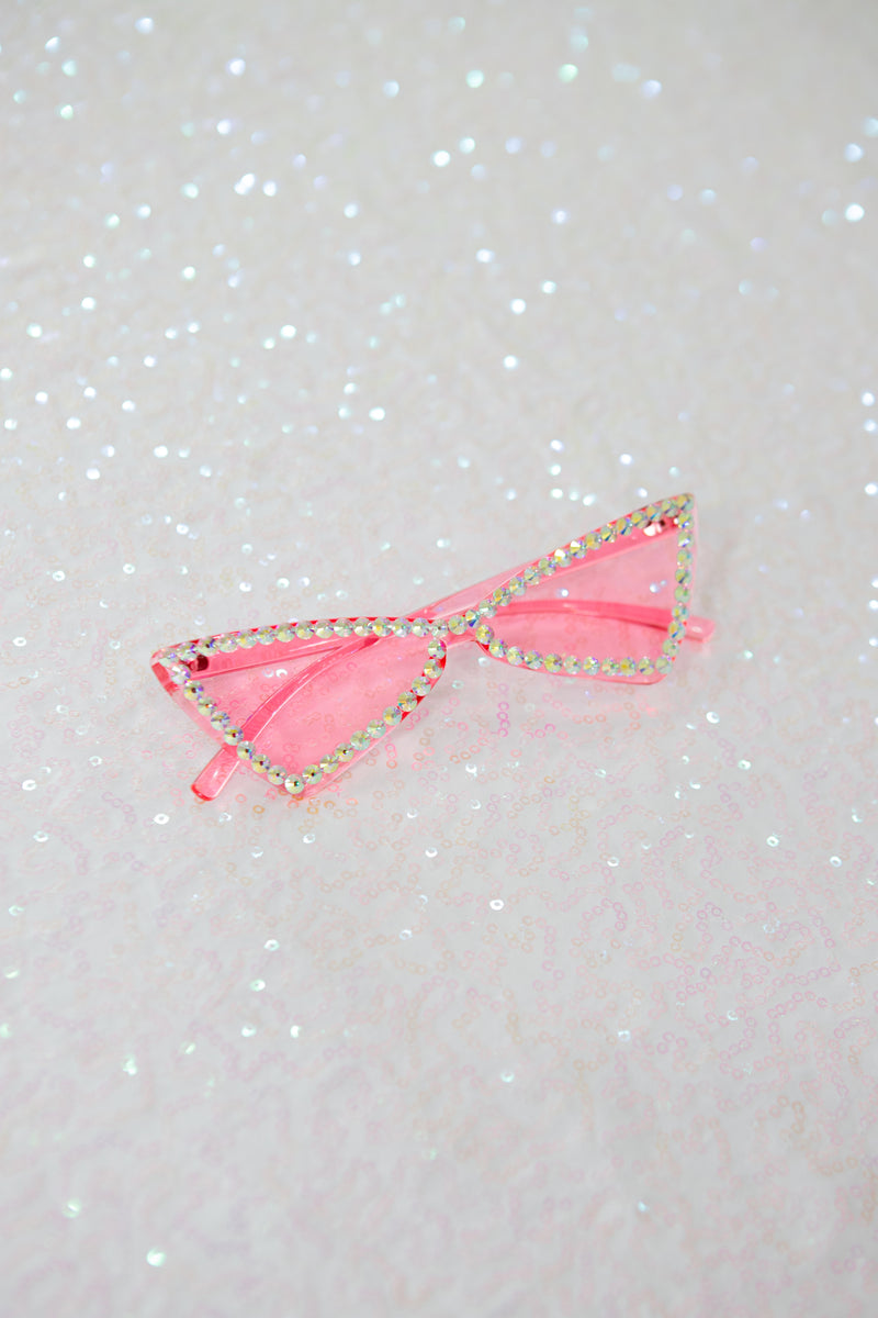 PINK CAT EYE DIAMANTED SUNGLASSES