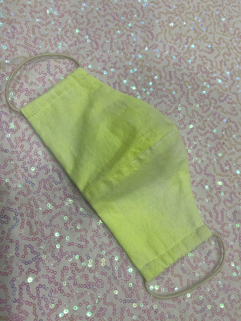 NEON YELLOW TIE DYE MASK - PLAIN