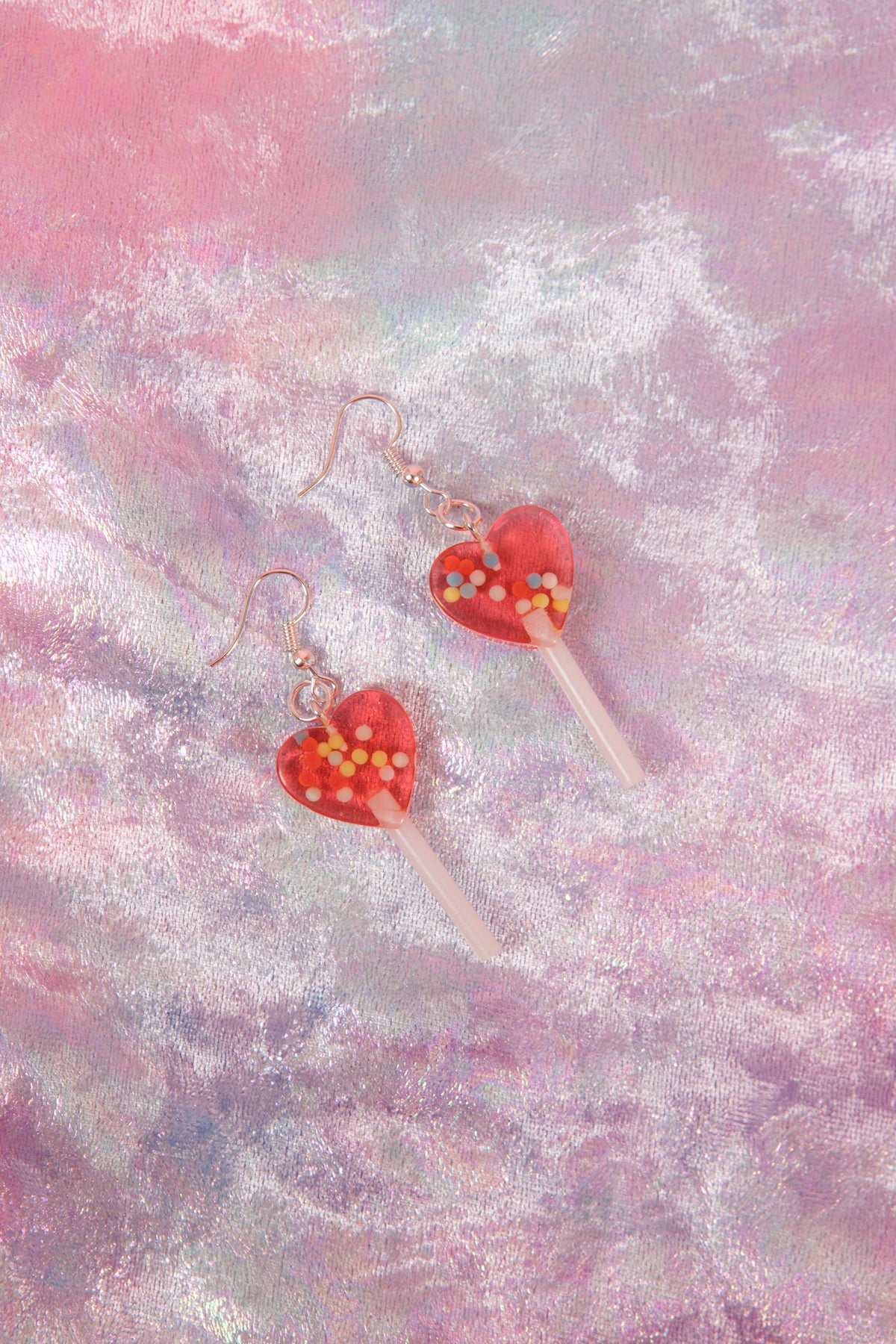 RED HEART LOLLY POP EARRINGS