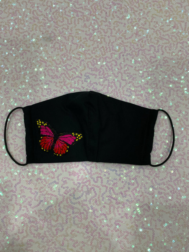 BLACK MASK - HOT PINK BUTTERFLIES