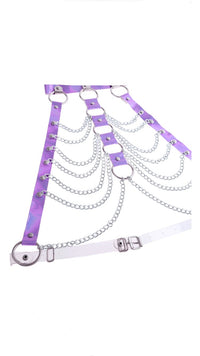 PURPLE HOLOGRAPHIC HALTER CHAIN HARNESS