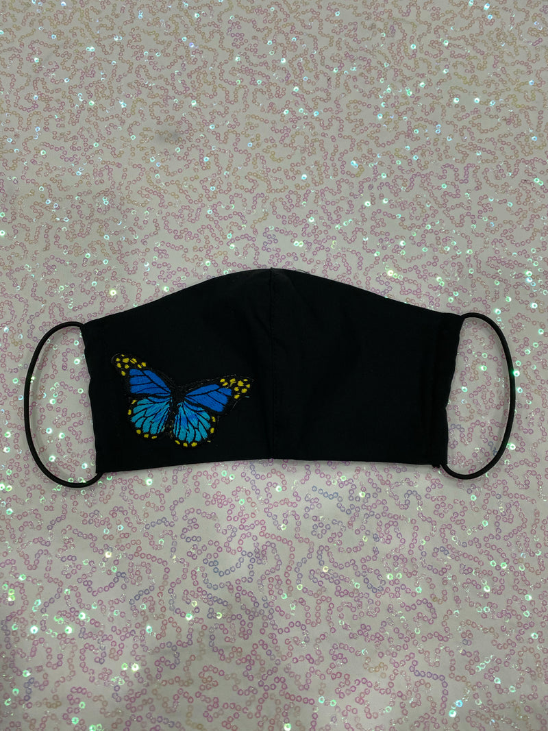 BLACK MASK - BLUE BUTTERFLIES