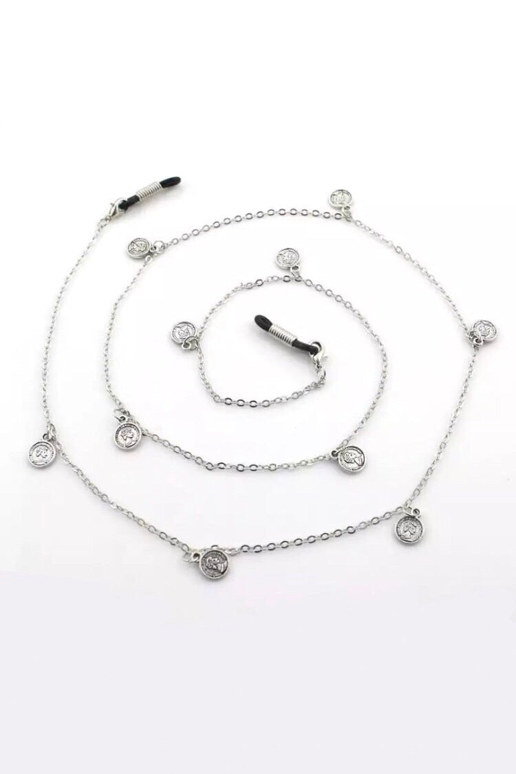 SILVER COIN SUNGLASS CHAIN